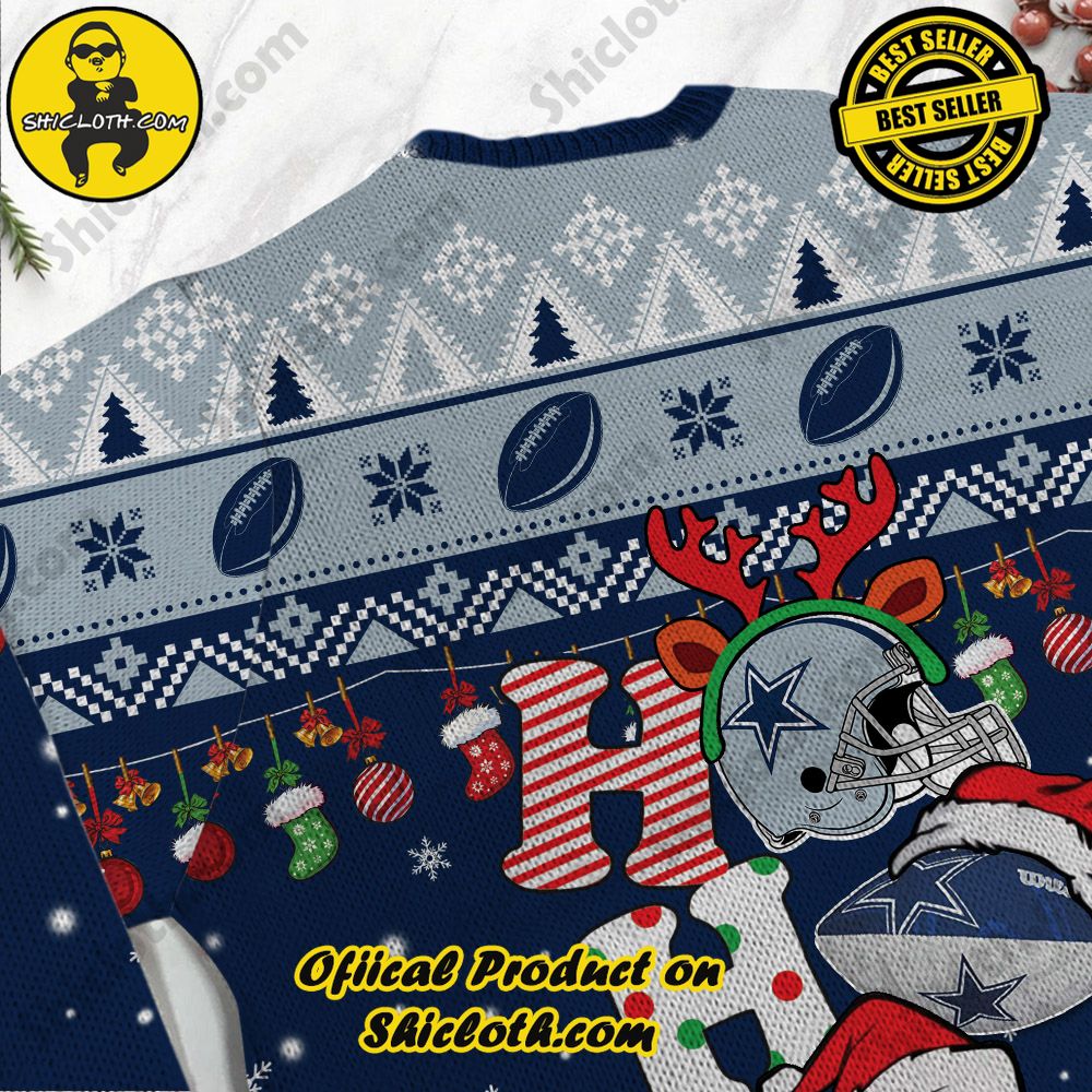 NFL Dallas Cowboys Ho Ho Ho Custom Name Ugly Wool Sweater 3 NFL Dallas Cowboys Ho Ho Ho Custom Name Ugly Wool Sweater - Image 3