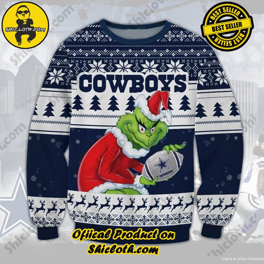Hot Trending Shicloth's Enchanting Christmas Sweaters 27 NFL Dallas Cowboys The Grinch Christmas Ugly Sweater