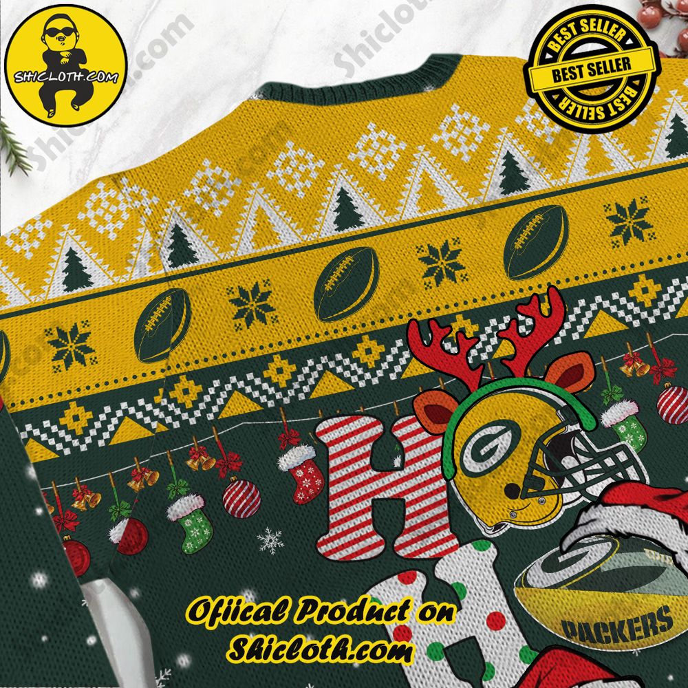 NFL Green Bay Packers Ho Ho Ho Custom Name Ugly Christmas Sweater 3 NFL Green Bay Packers Ho Ho Ho Custom Name Ugly Christmas Sweater - Image 3