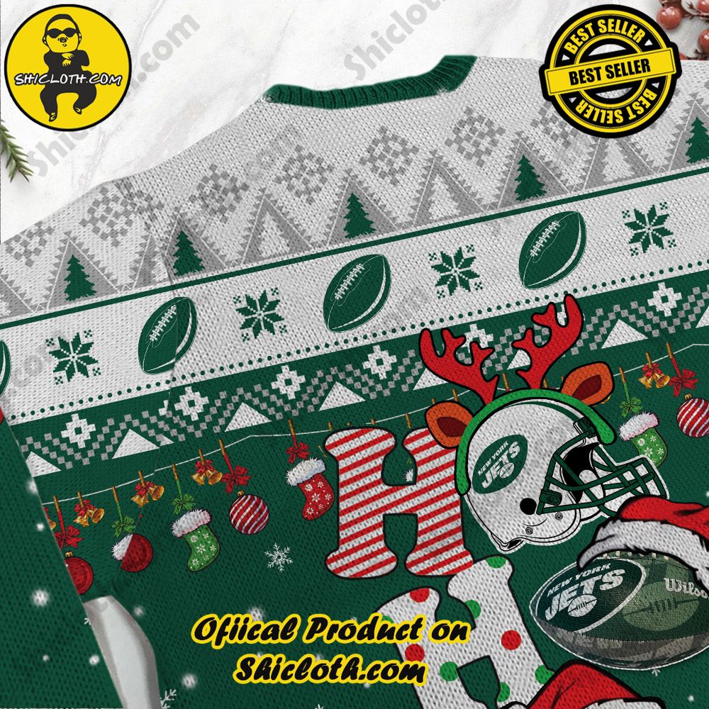 NFL New York Jets Ho Ho Ho Custom Name Ugly Christmas Sweater 3 NFL New York Jets Ho Ho Ho Custom Name Ugly Christmas Sweater - Image 3