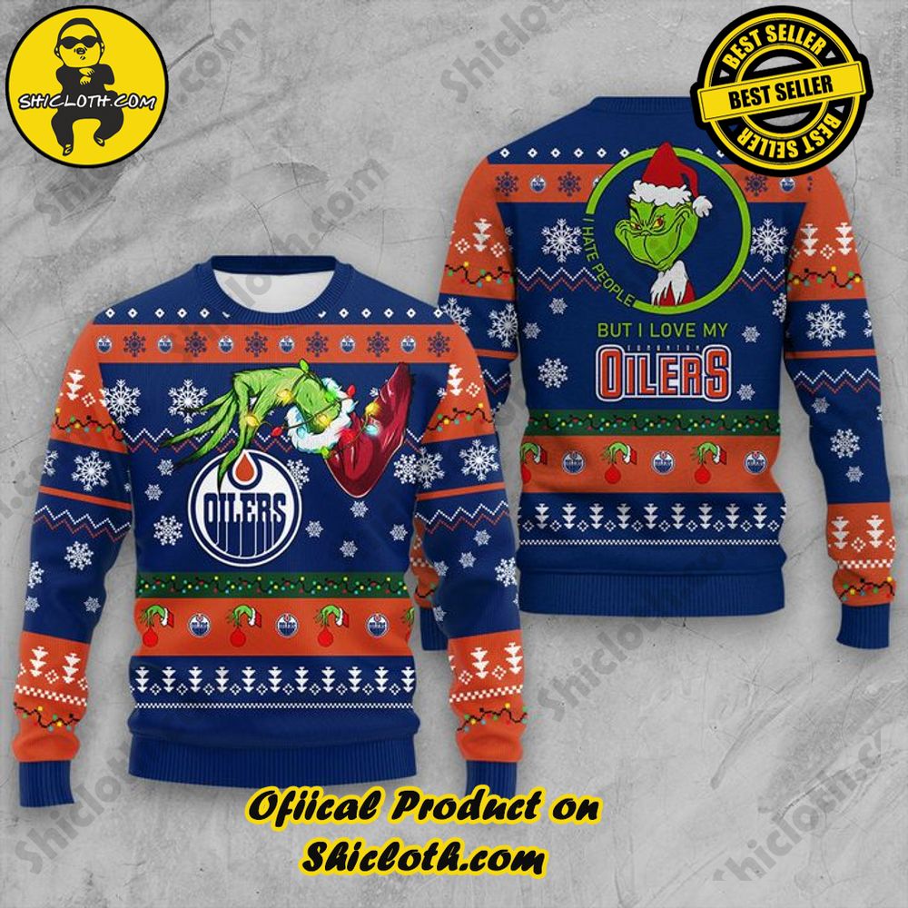 Best Seller Shiclothshop's Unique Collection of Ugly Christmas Sweaters 44 Oilers Grink Christmas Ugly Sweater