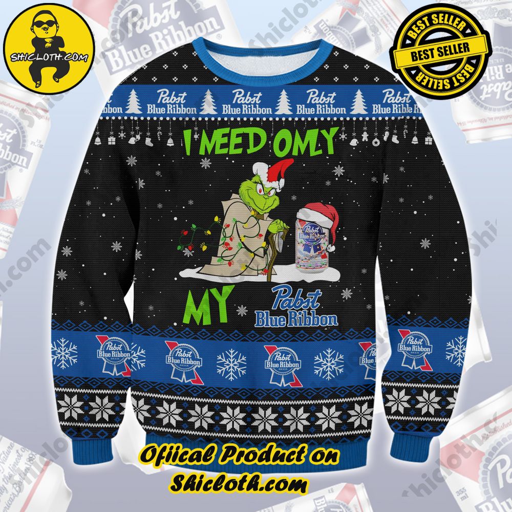 Hot Trending Shiclothshop's Ugly Sweater - A meaningful gift for family and loved ones. 33 Pabst Blue Ribbon Grinch Need Ugly Christmas Sweater