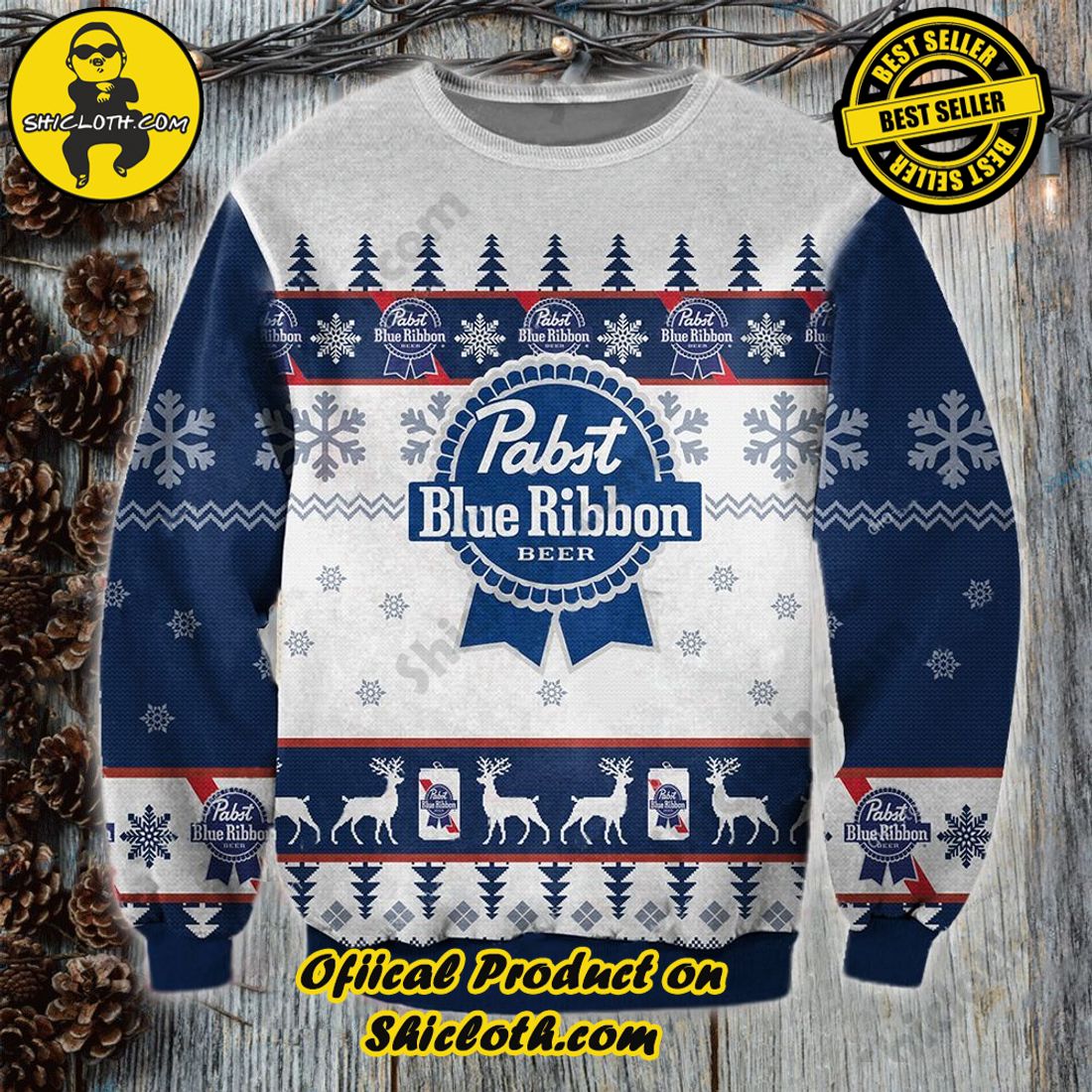 Best Seller Shiclothshop's Sweater: The Perfect Cozy Christmas Gift 30 Pabst Blue Ribbon Ugly Sweater