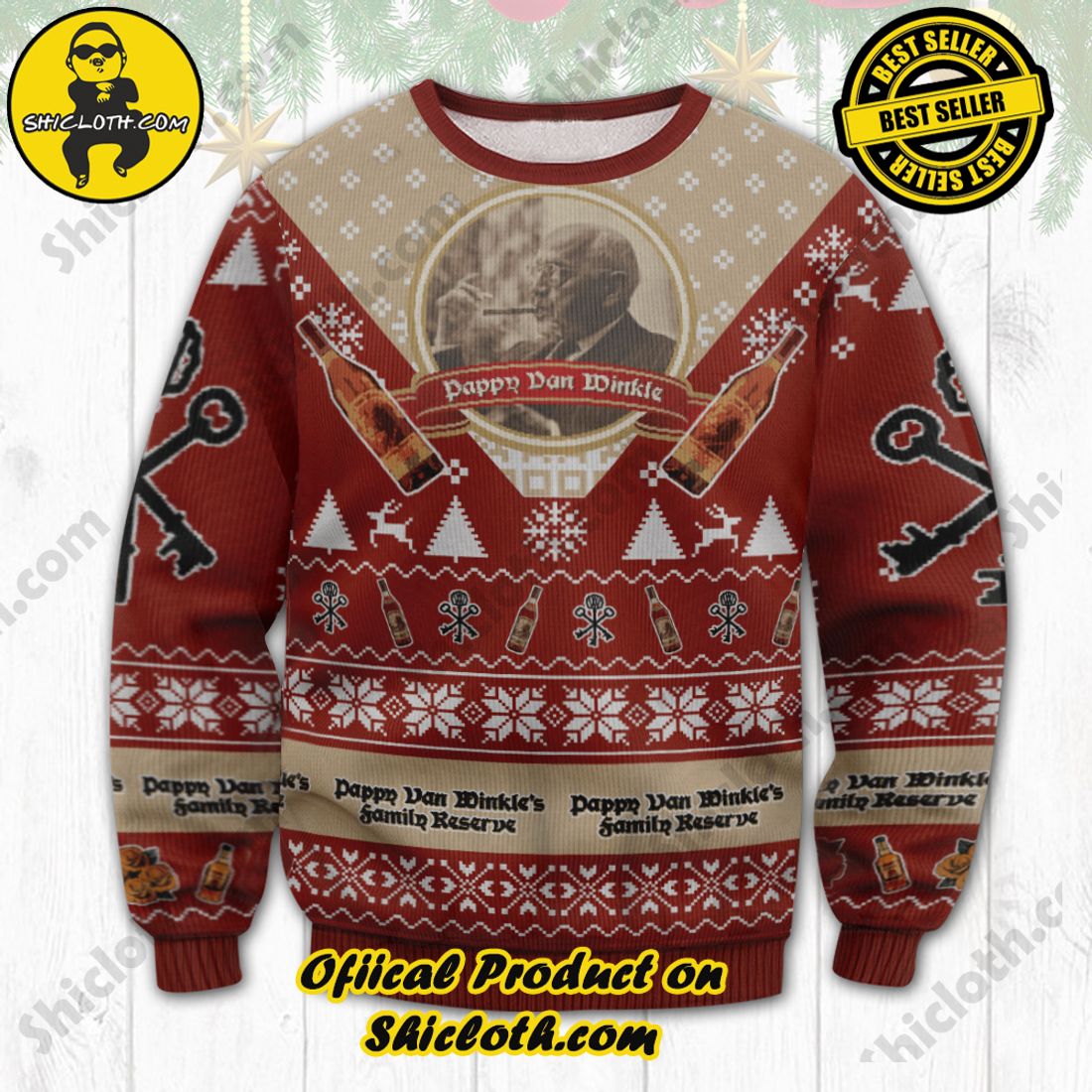 Best Seller Shiclothshop's Sweater: The Perfect Cozy Christmas Gift 31 Pappy Van Winkle Ugly Christmas Sweater