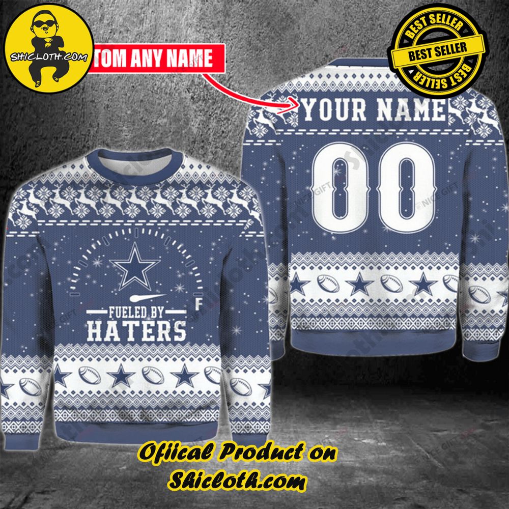 Shicloth's Enchanting Christmas Sweaters: A Cozy Blend of Style and Festivity 22 Personal Customer Name NFL Dallas Cowboys Fueled By Haters Christmas Ugly Sweater