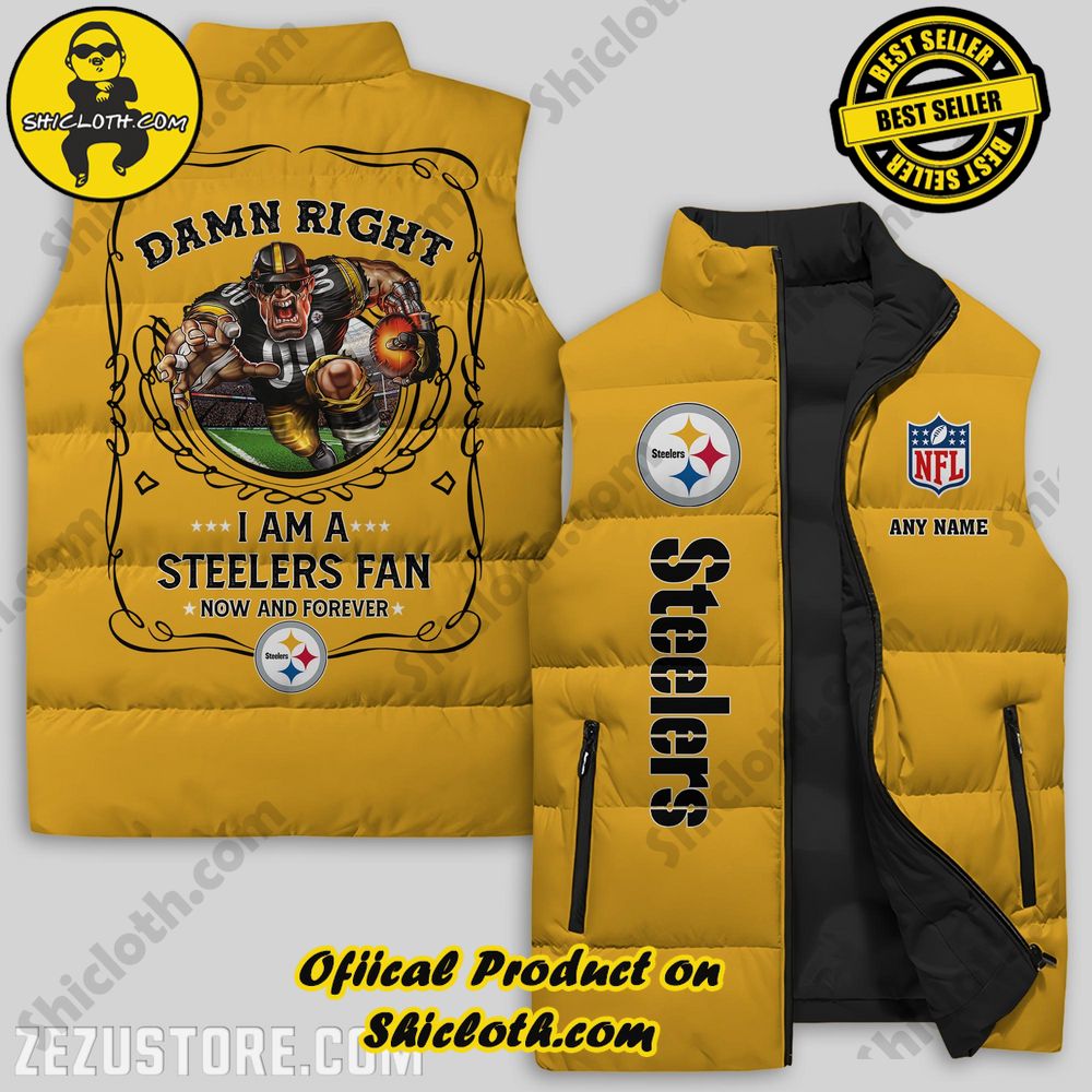 Best Seller Game Day Glamour: Elevate Your Style with Shiclothshop's NFL Team Sleeveless Jacket Collection 17 Pittsburgh Steelers NFL Skull Custom Puffer Sleeveless Jacket Premium