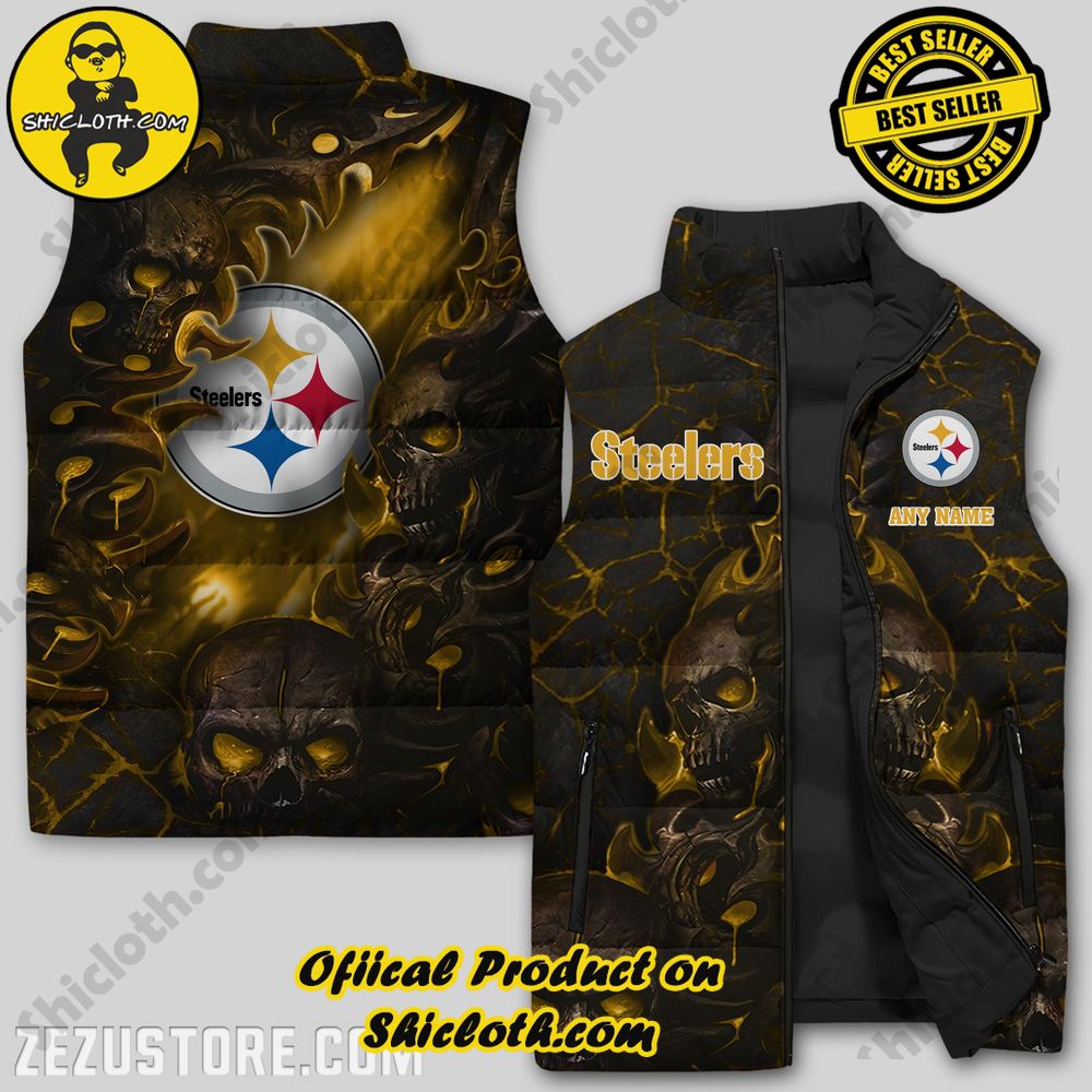 Best Seller Game Day Glamour: Elevate Your Style with Shiclothshop's NFL Team Sleeveless Jacket Collection 18 Pittsburgh Steelers NFL Custom Puffer Sleeveless Jacket Premium, Gift for true fans