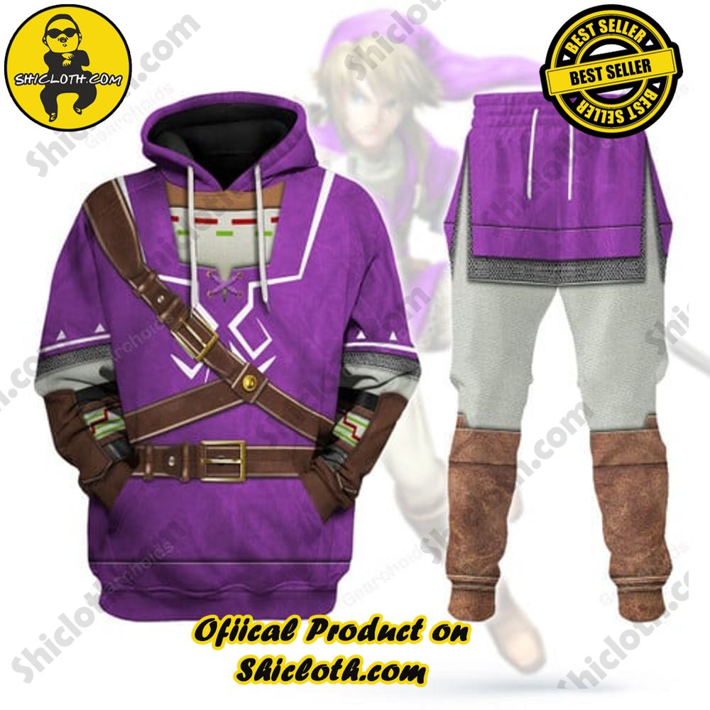 Limited Edition Shiclothshop's Legend of Zelda Outfit Costume Affordable and High-Quality 14 Purple Link Attire Unisex Hoodie Sweatshirt T-shirt Sweatpants Cosplay
