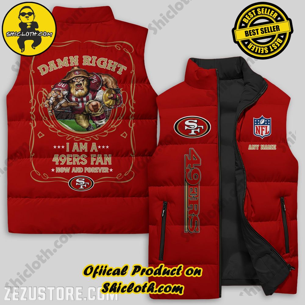 Best Seller Game Day Glamour: Elevate Your Style with Shiclothshop's NFL Team Sleeveless Jacket Collection 21 San Francisco 49ers NFL Skull Custom Puffer Sleeveless Jacket Premium