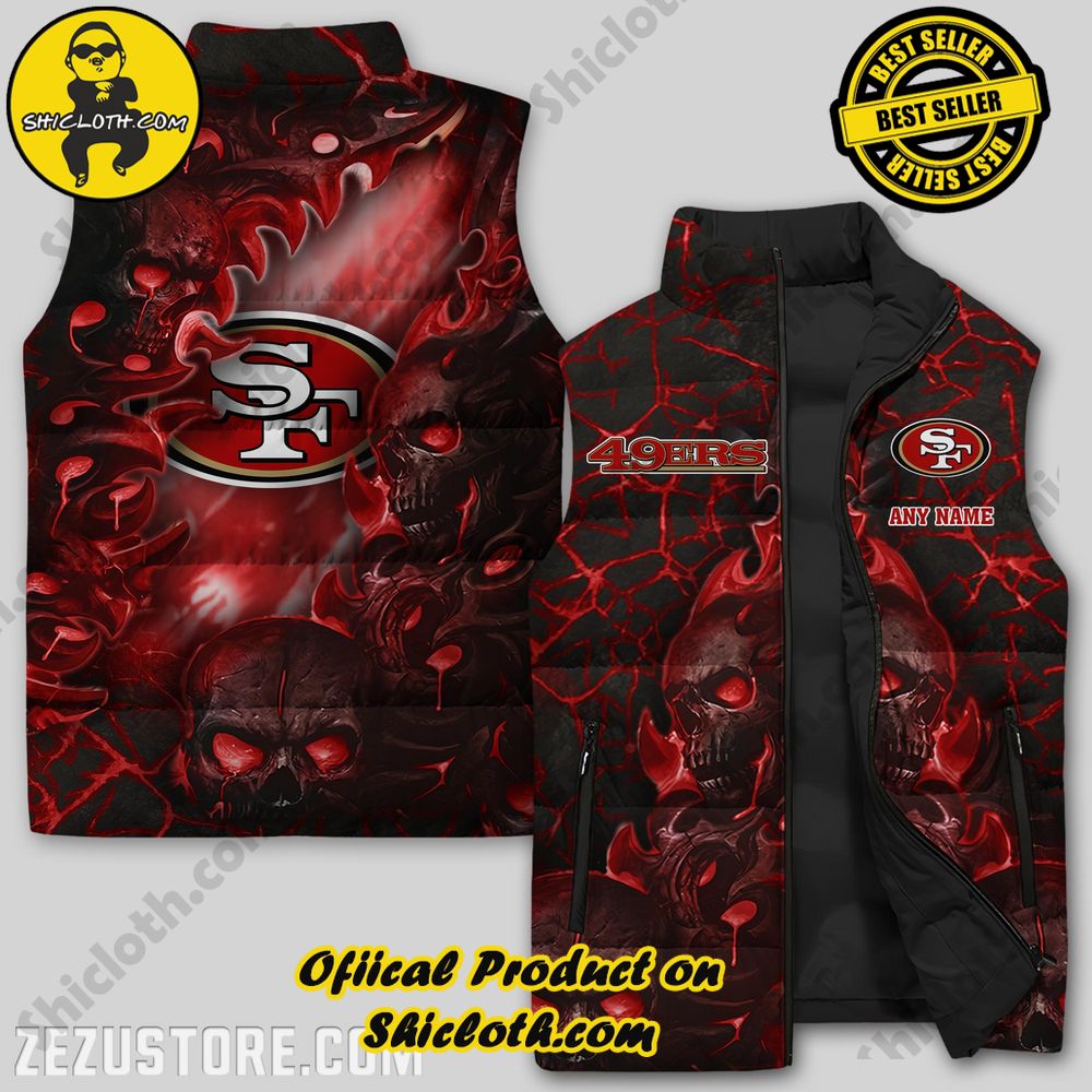 Best Seller Game Day Glamour: Elevate Your Style with Shiclothshop's NFL Team Sleeveless Jacket Collection 22 San Francisco 49ers NFL Custom Puffer Sleeveless Jacket Premium, Gift for true fans