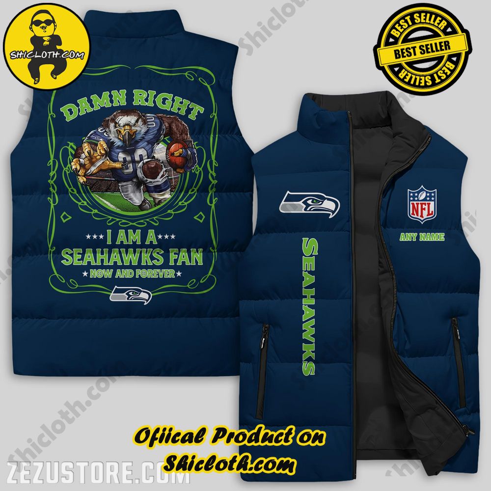 Best Seller Game Day Glamour: Elevate Your Style with Shiclothshop's NFL Team Sleeveless Jacket Collection 25 Seattle Seahawks NFL Skull Custom Puffer Sleeveless Jacket Premium