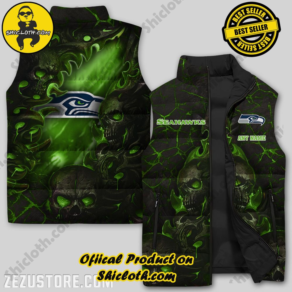 Best Seller Game Day Glamour: Elevate Your Style with Shiclothshop's NFL Team Sleeveless Jacket Collection 26 Seattle Seahawks NFL Custom Puffer Sleeveless Jacket Premium, Gift for true fans