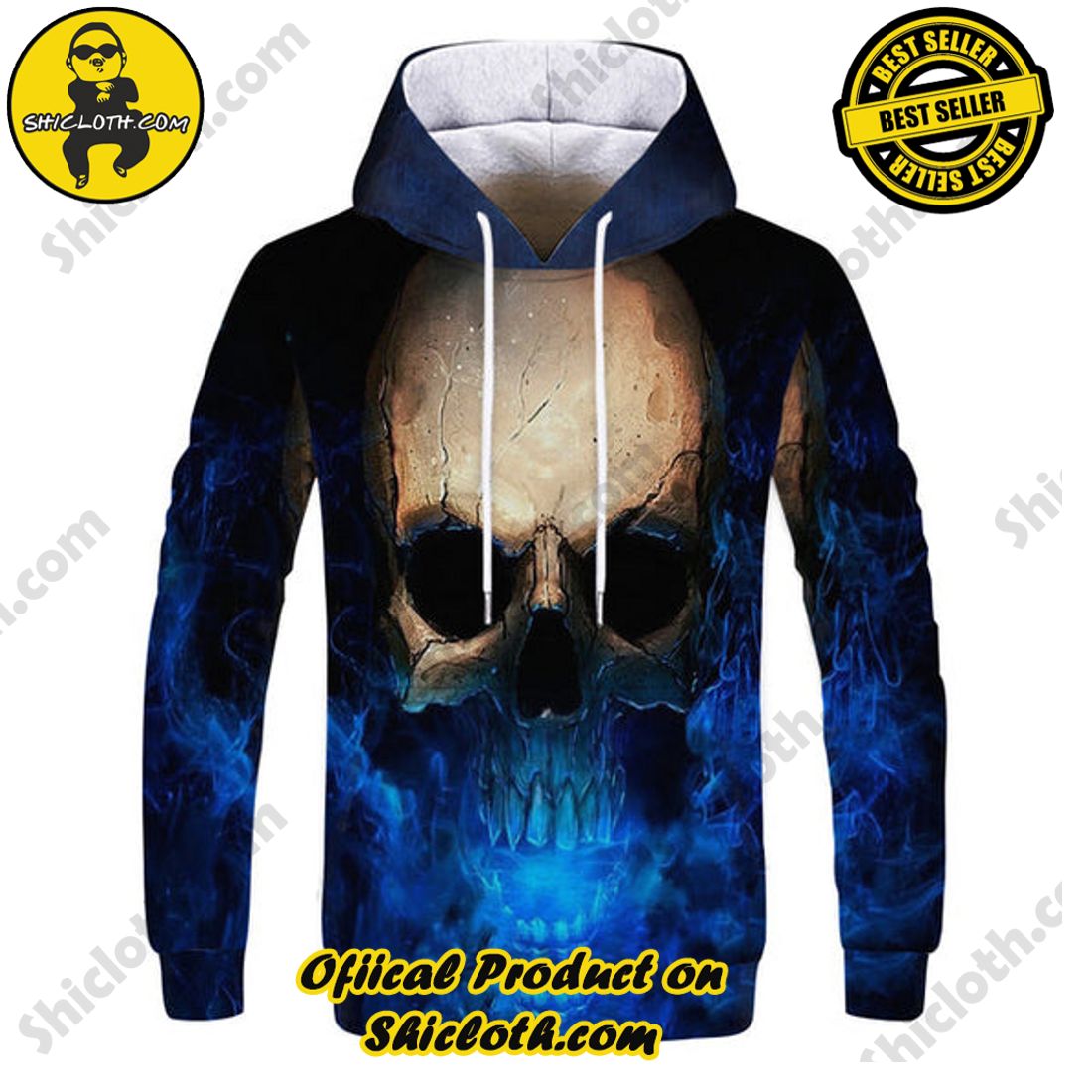 Skull 3D All Over Prin Hoodie