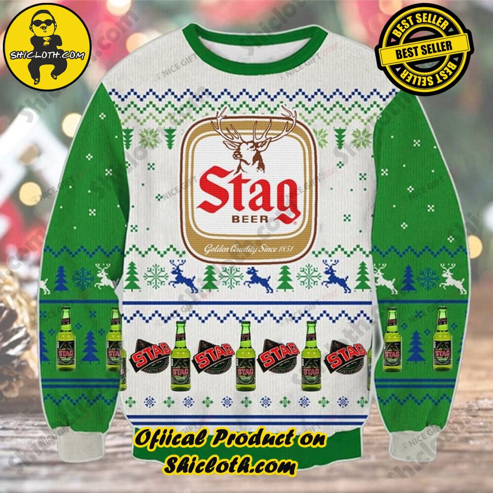 Limited Edition Christmas Sweaters from Shiclothshop 42 Stag Beer Ugly Christmas Sweater