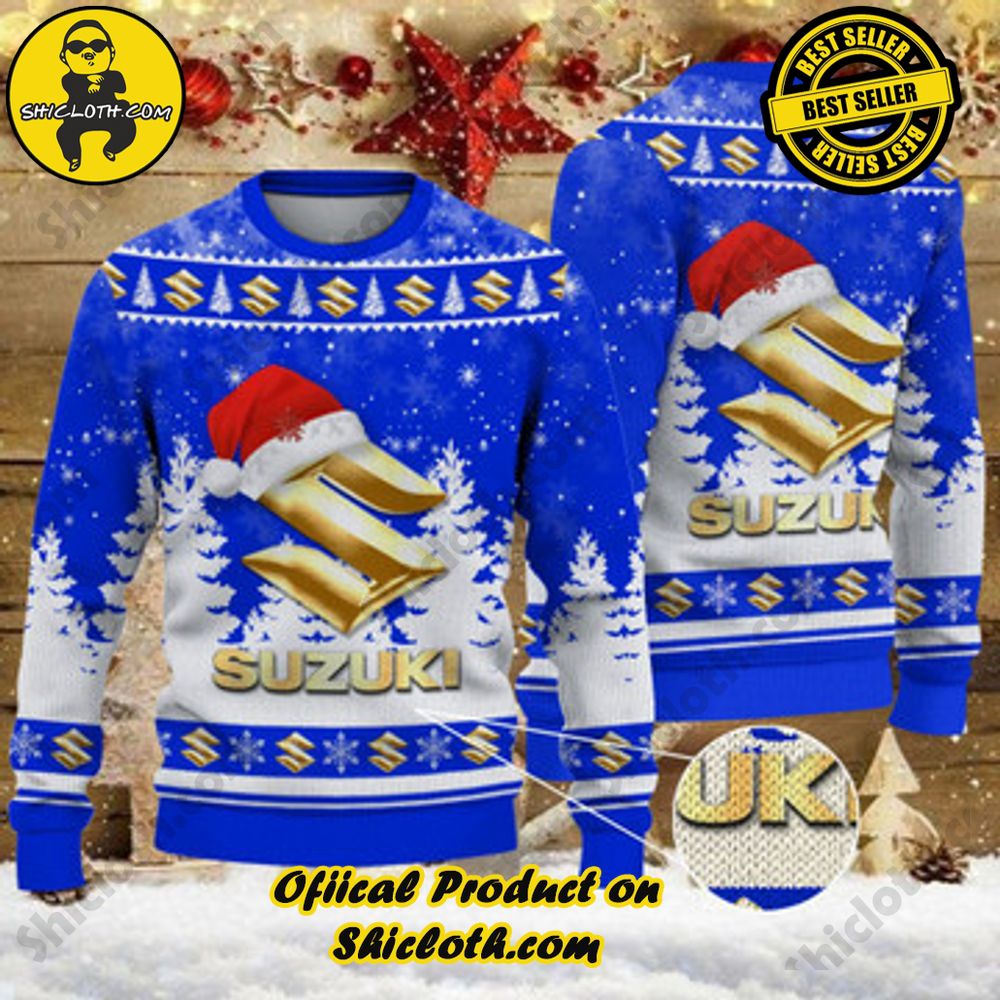 Unveiling Festive Delight: Shiclothshop's Unique Collection of Ugly Christmas Sweaters 41 Suzuki Blue Ugly Christmas Sweater