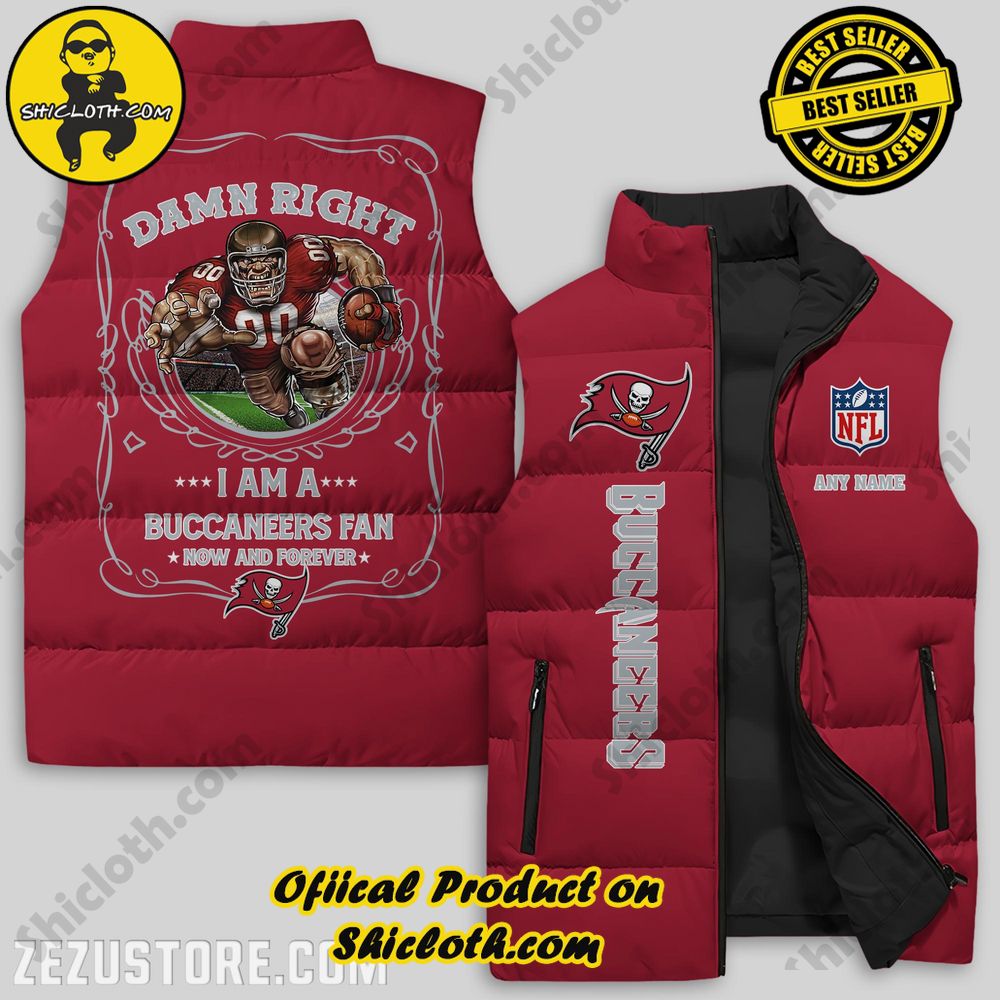 Best Seller Game Day Glamour: Elevate Your Style with Shiclothshop's NFL Team Sleeveless Jacket Collection 29 Tampa Bay Buccaneers NFL Skull Custom Puffer Sleeveless Jacket Premium