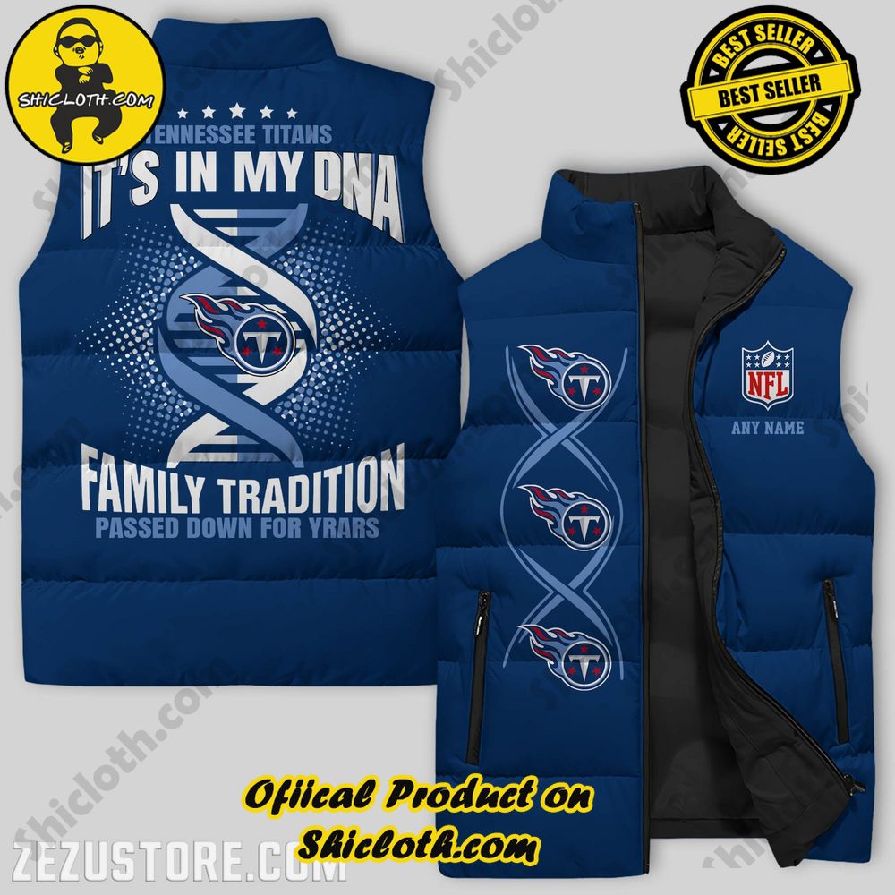 Best Seller Game Day Glamour: Elevate Your Style with Shiclothshop's NFL Team Sleeveless Jacket Collection 31 Tennessee Titans NFL Mascot Custom Puffer Sleeveless Jacket Premium