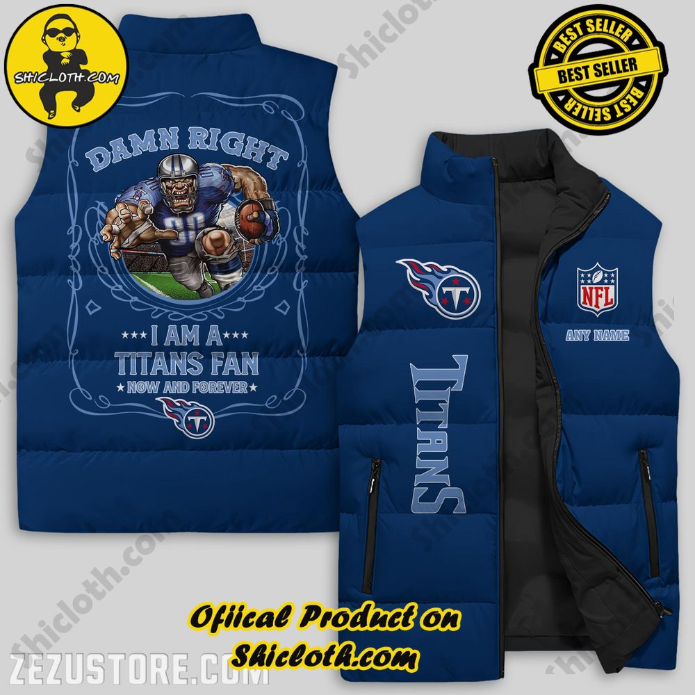 Best Seller Game Day Glamour: Elevate Your Style with Shiclothshop's NFL Team Sleeveless Jacket Collection 33 Tennessee Titans NFL Skull Custom Puffer Sleeveless Jacket Premium