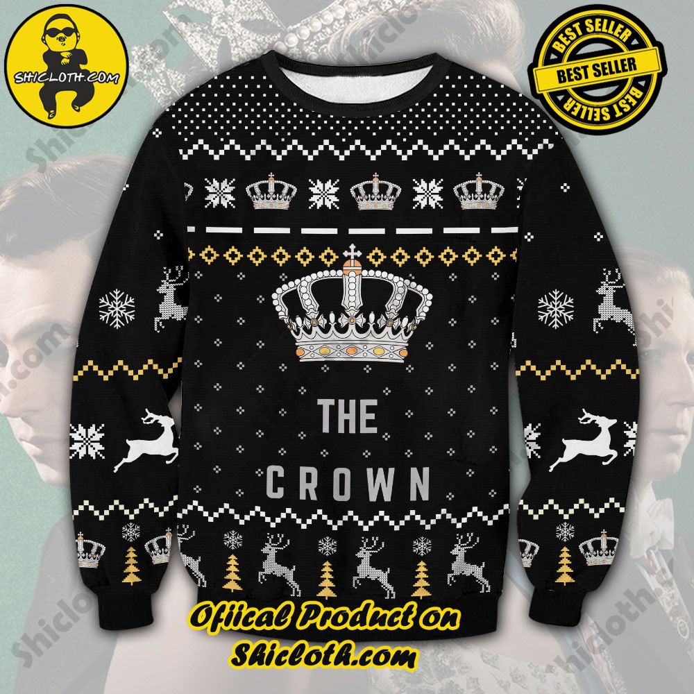 Unveiling Festive Delight: Shiclothshop's Unique Collection of Ugly Christmas Sweaters 99 The Crown Ugly Christmas Sweater