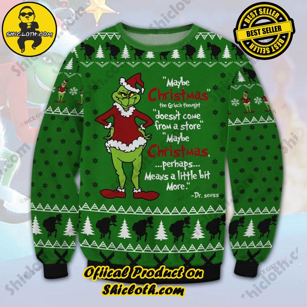 Shicloth's Enchanting Christmas Sweaters: A Cozy Blend of Style and Festivity 37 The Grinch Maybe Christmas Ugly Sweater