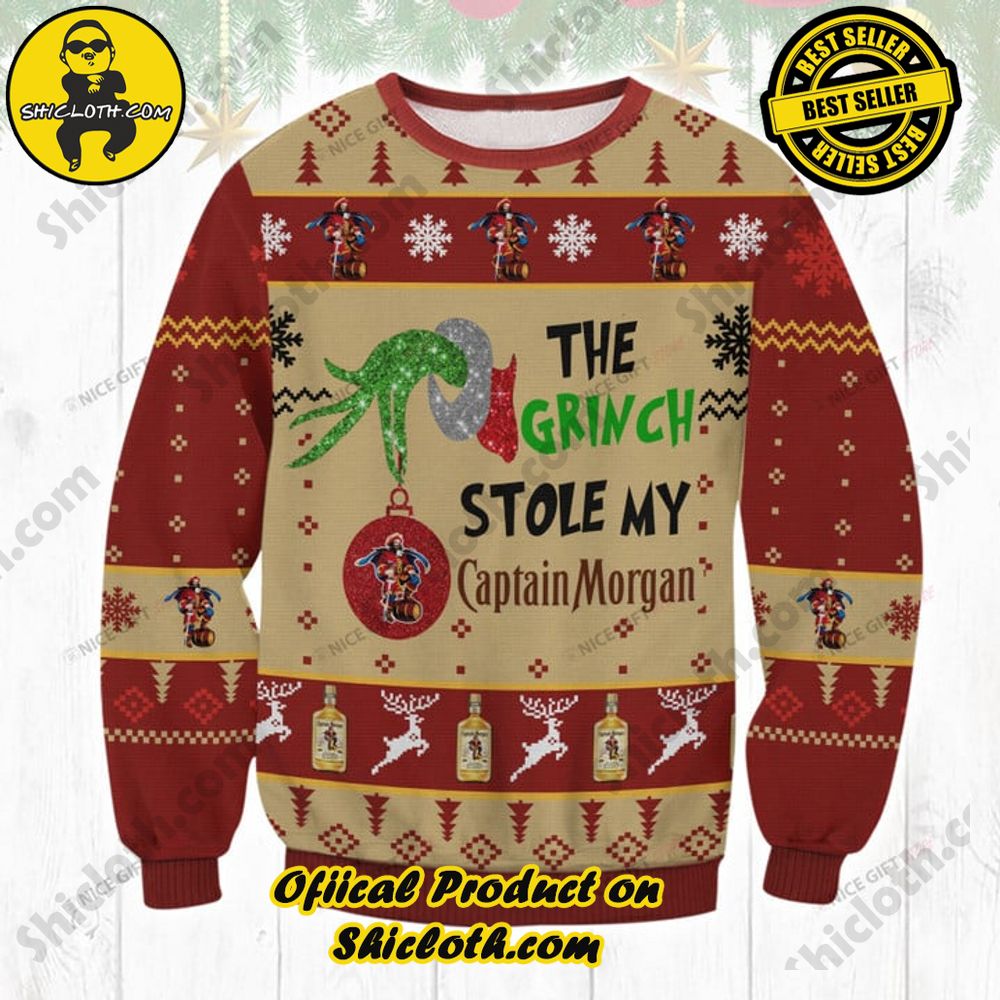Shicloth's Enchanting Christmas Sweaters: A Cozy Blend of Style and Festivity 39 The Grinch Stole My Captain Morgan Christmas Ugly Sweater