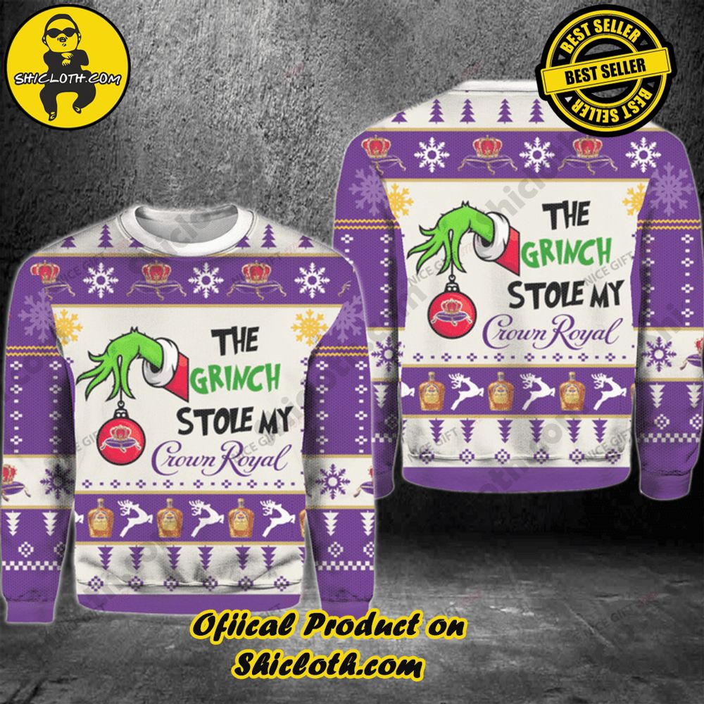 Shicloth's Enchanting Christmas Sweaters: A Cozy Blend of Style and Festivity 41 The Grinch Stole My Crown Royal Christmas Ugly Sweater