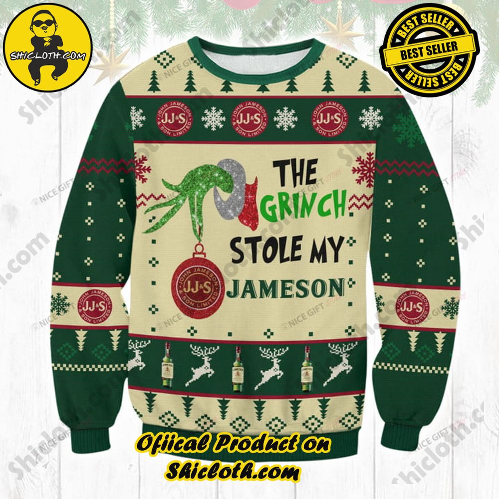 Shicloth's Enchanting Christmas Sweaters: A Cozy Blend of Style and Festivity 42 The Grinch Stole My Jameson Irish Whiskey Christmas Ugly Sweater