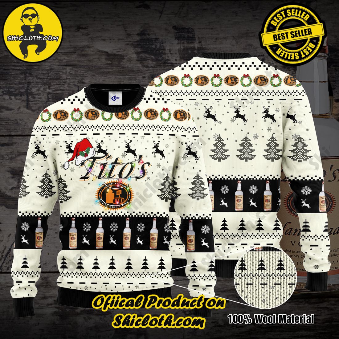 Best Seller Shiclothshop's Sweater: The Perfect Cozy Christmas Gift 36 Titos Santa Hat Christmas Ugly Christmas Sweater
