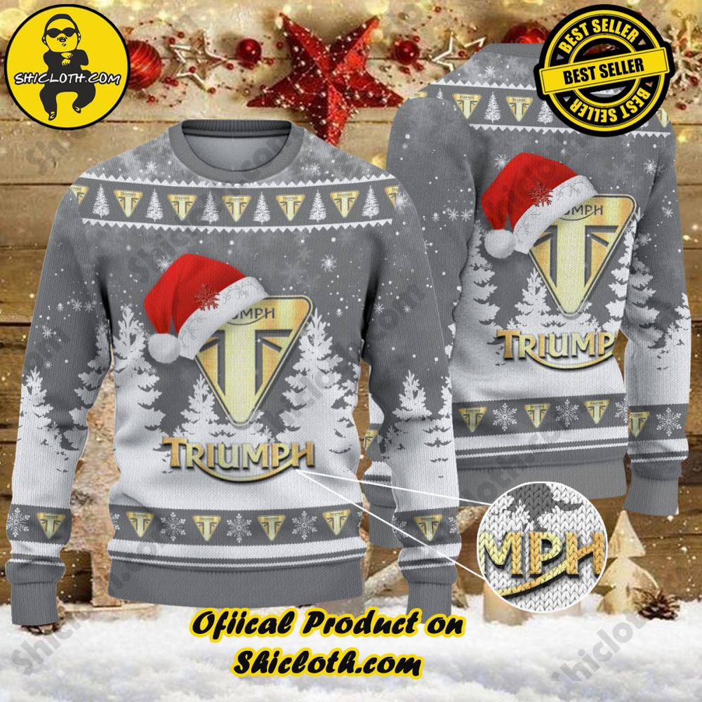 Unveiling Festive Delight: Shiclothshop's Unique Collection of Ugly Christmas Sweaters 45 Triumph Motorcycles Ugly Christmas Sweater