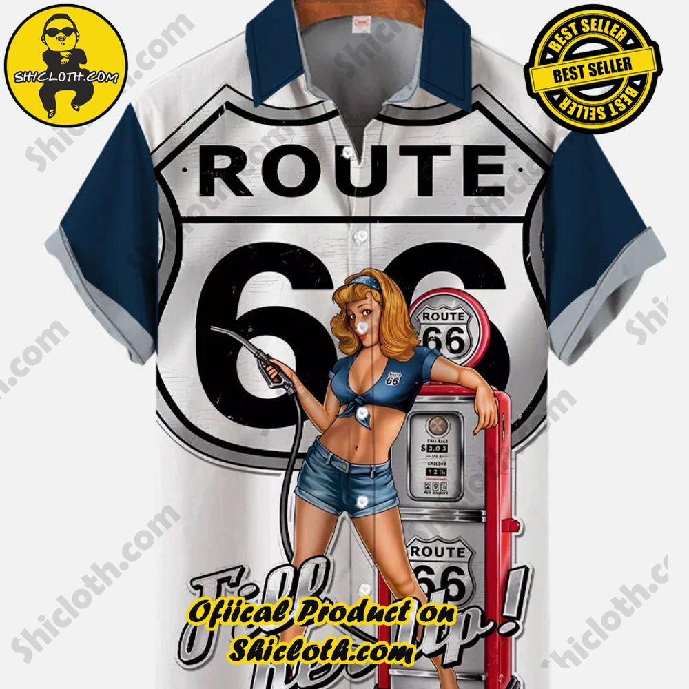 Shicloth's Short Sleeve Shirts: Effortless Elegance for Every Occasion 5 Vintage Metal Sheet Wall Tin Sign ROUTE 66 Pin Up Girl Printing Short Sleeve Shirt