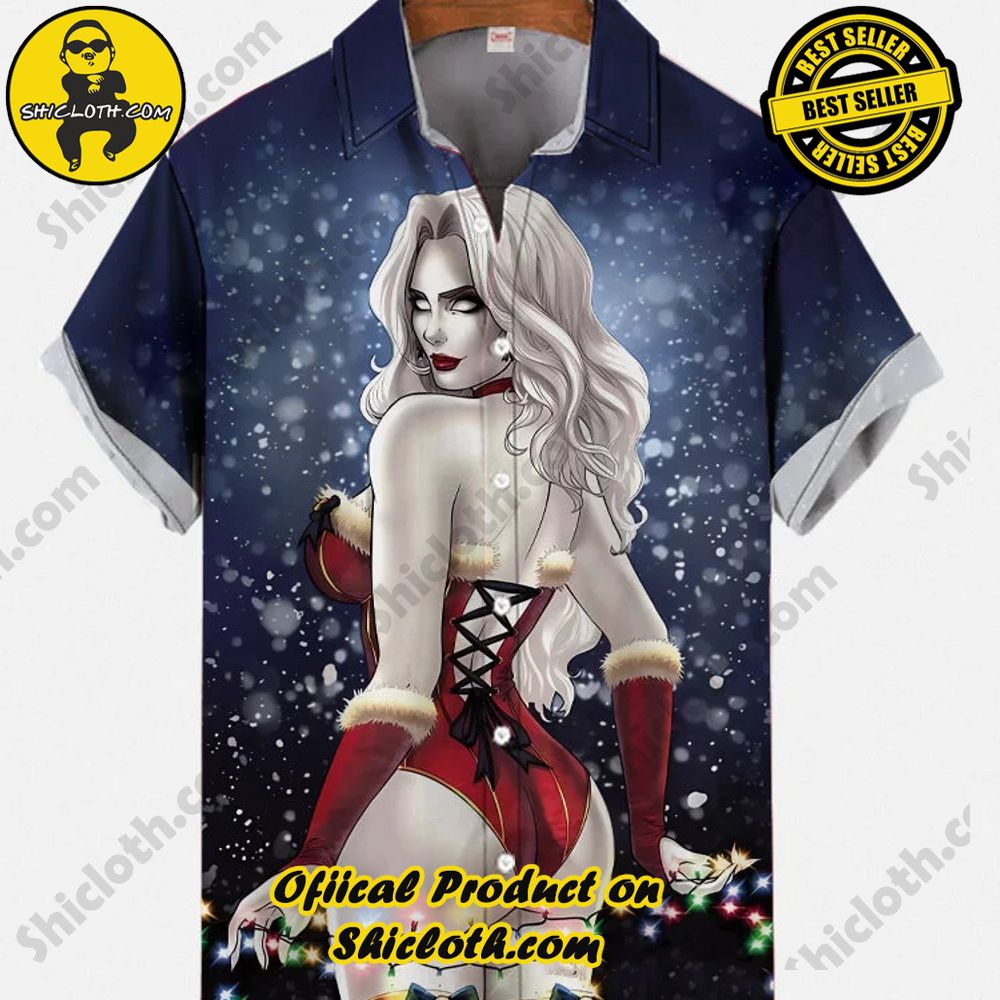 Shicloth's Short Sleeve Shirts: Effortless Elegance for Every Occasion 8 Vintage Pin Up Art Blonde Christmas Girl In Cozy Room With Plush Carpet Printing Short Sleeve Shirt