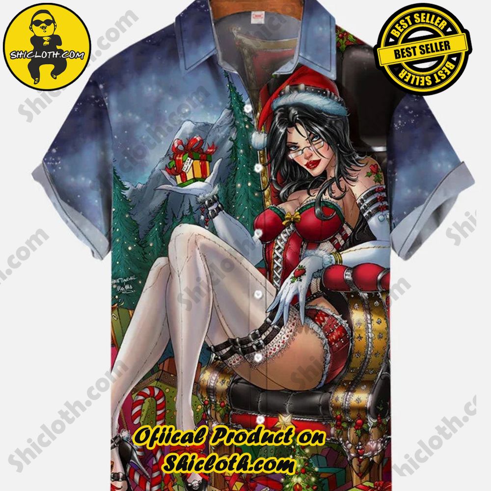 Shicloth's Short Sleeve Shirts: Effortless Elegance for Every Occasion 12 Vintage Pin Up Art Fantasy Fairy Tale Red Lips Christmas Girl And Gifts Printing Short Sleeve Shirt