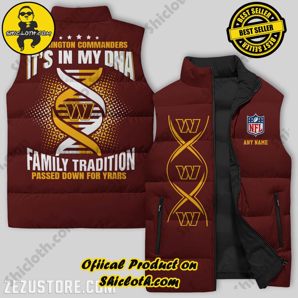 Best Seller Game Day Glamour: Elevate Your Style with Shiclothshop's NFL Team Sleeveless Jacket Collection 35 Washington Commanders NFL Mascot Custom Puffer Sleeveless Jacket Premium