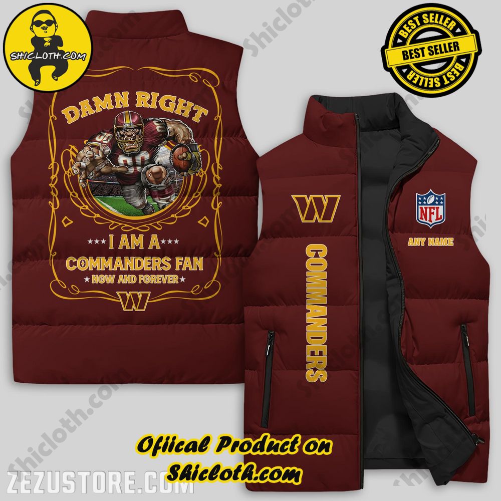 Best Seller Game Day Glamour: Elevate Your Style with Shiclothshop's NFL Team Sleeveless Jacket Collection 37 Washington Commanders NFL Skull Custom Puffer Sleeveless Jacket Premium