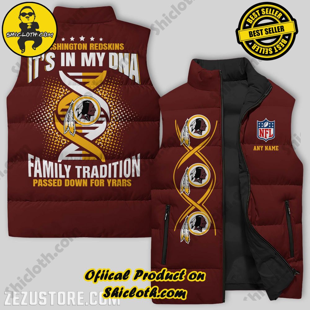 Best Seller Game Day Glamour: Elevate Your Style with Shiclothshop's NFL Team Sleeveless Jacket Collection 39 Washington Redskins NFL Logo Custom Puffer Sleeveless Jacket Premium