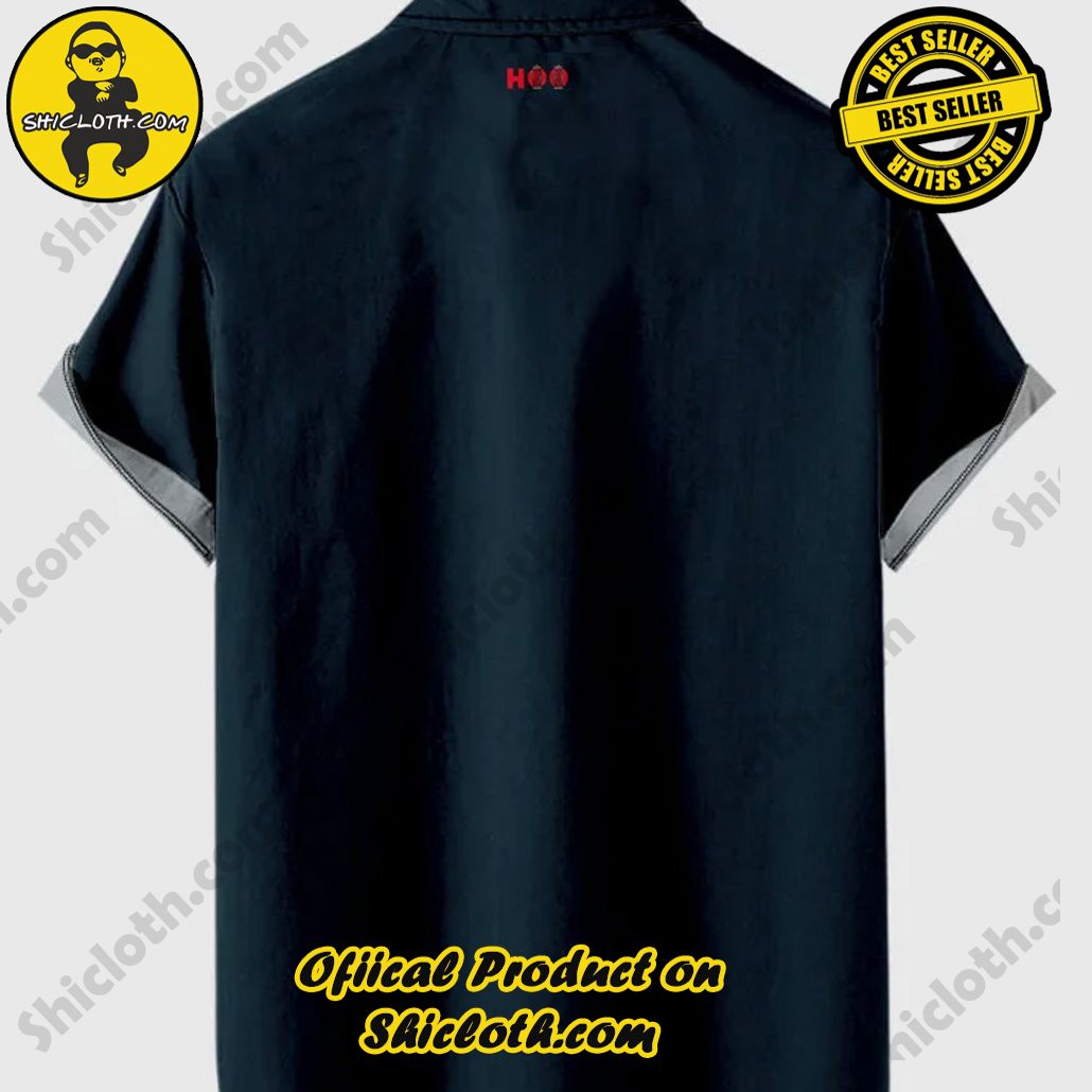 50s Blue & Navy Stripe Line Dot Geometric Elements Printing Men's Short Sleeve Shirt 2 50s Blue & Navy Stripe Line Dot Geometric Elements Printing Men's Short Sleeve Shirt - Image 2