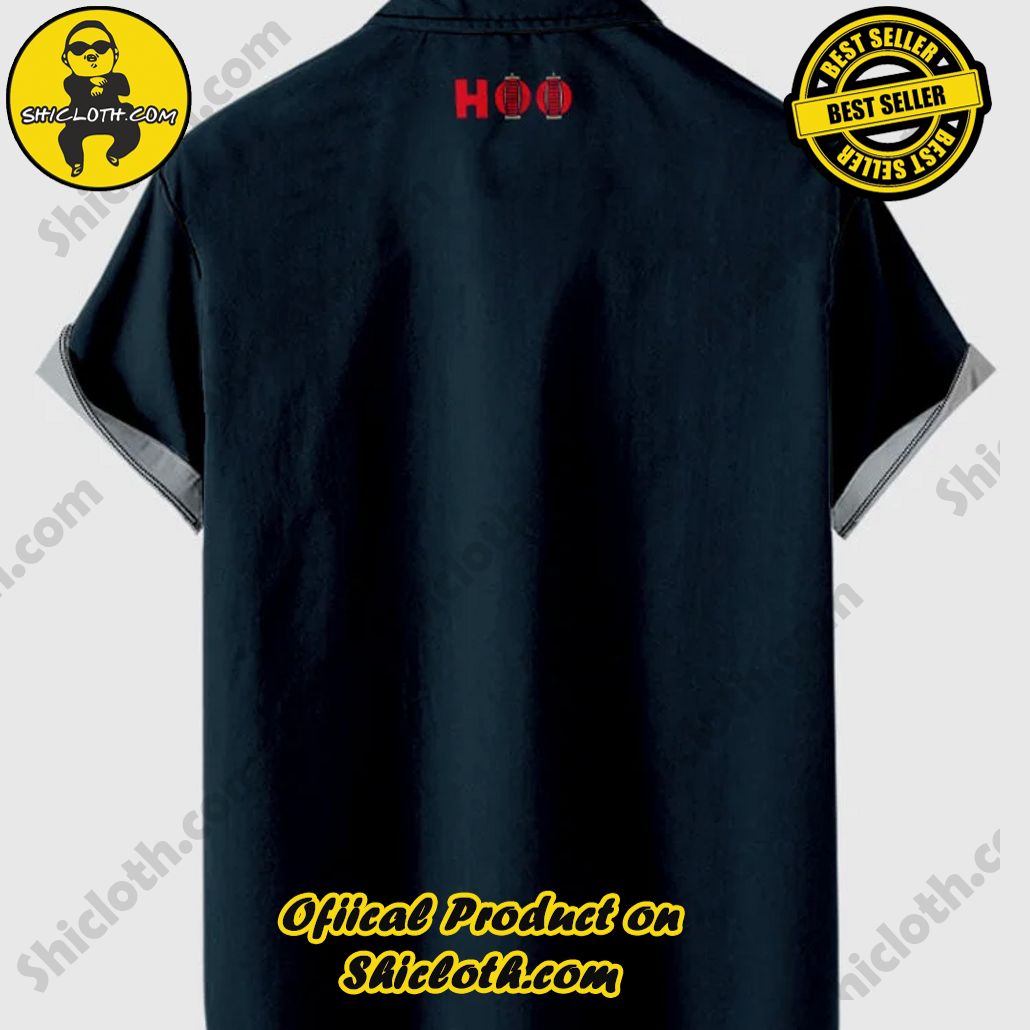 50s LightBlue & Navy Stripe Camp Men's Short Sleeve Shirt 2 50s LightBlue & Navy Stripe Camp Men's Short Sleeve Shirt - Image 2