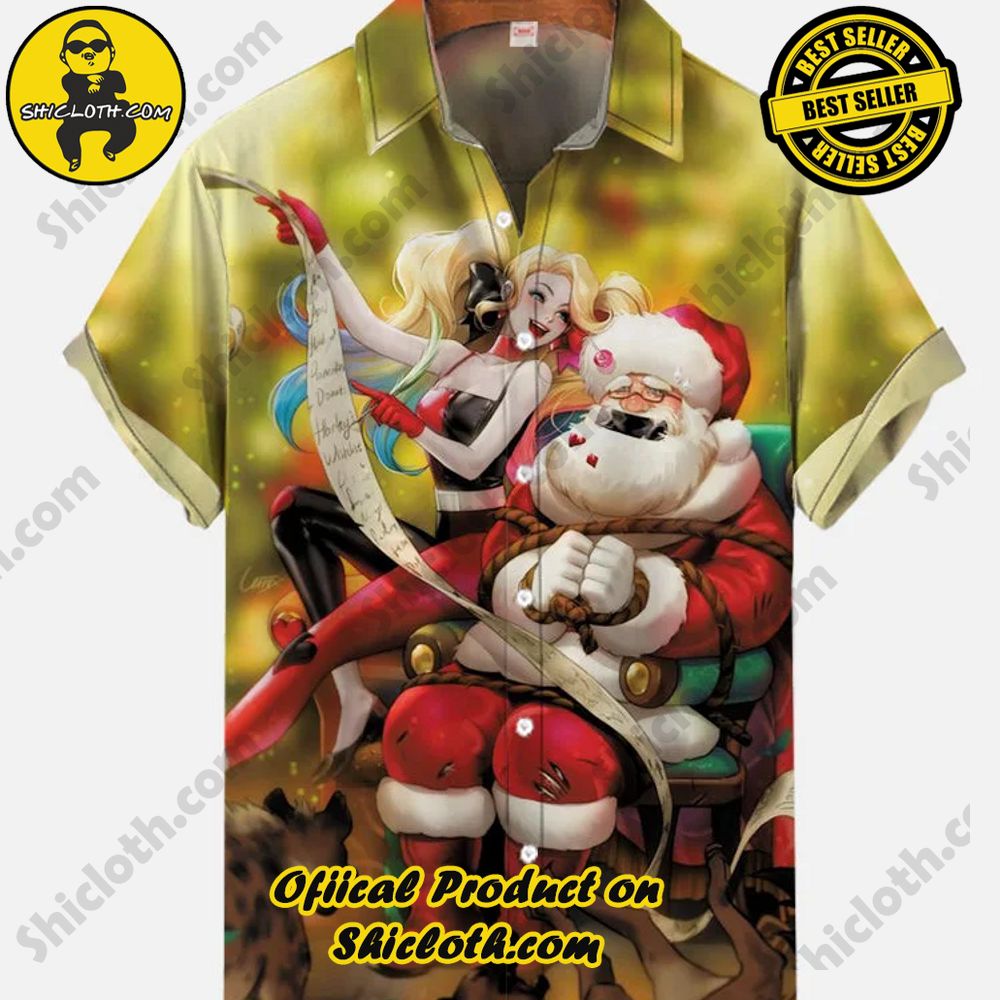 Hot Trending Fashion for Summer : Shiclothshop's Hawaiian Shirts 65 Vintage Pin Up Art Fantasy Kidnapped Santa And Girls Gift List Printing Short Sleeve Shirt