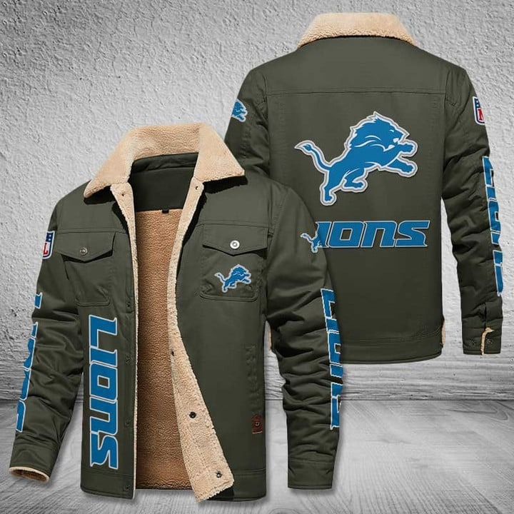 Detroit Lions NFL Fleece Leather Jacket 4 Detroit Lions NFL Fleece Leather Jacket - Image 4