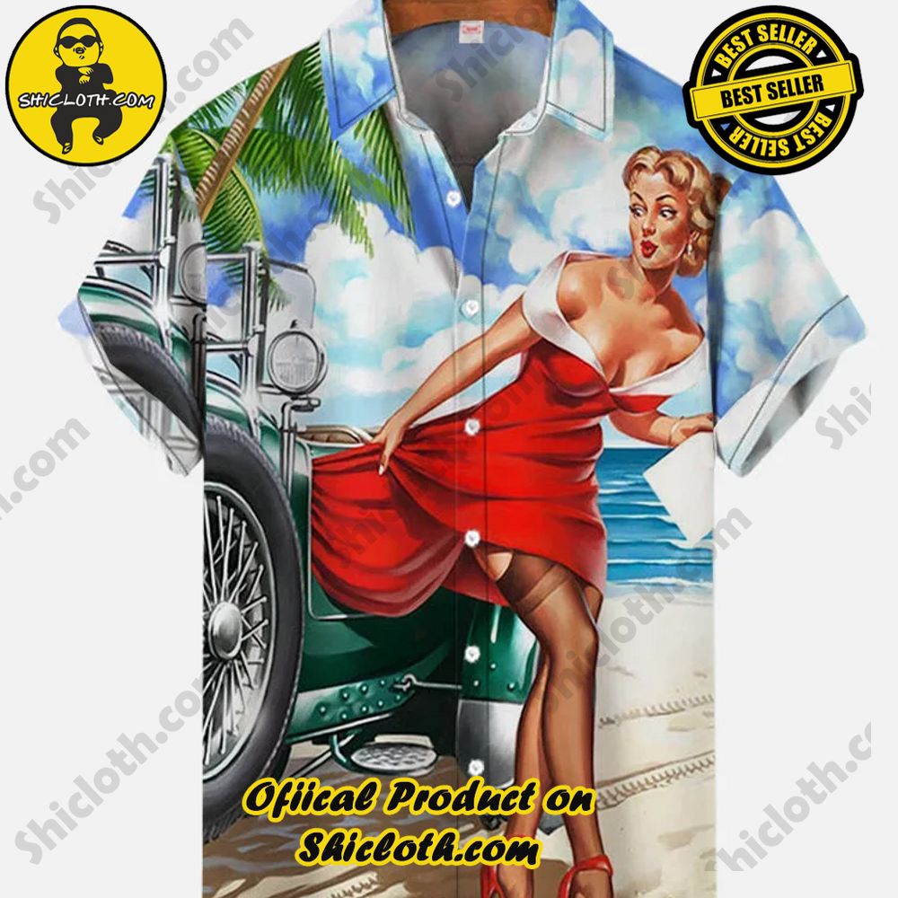 Hot Trending Fashion for Summer : Shiclothshop's Hawaiian Shirts 17 Beach, Beauty And Retro Car Hawaiian Printing Short Sleeve Shirt