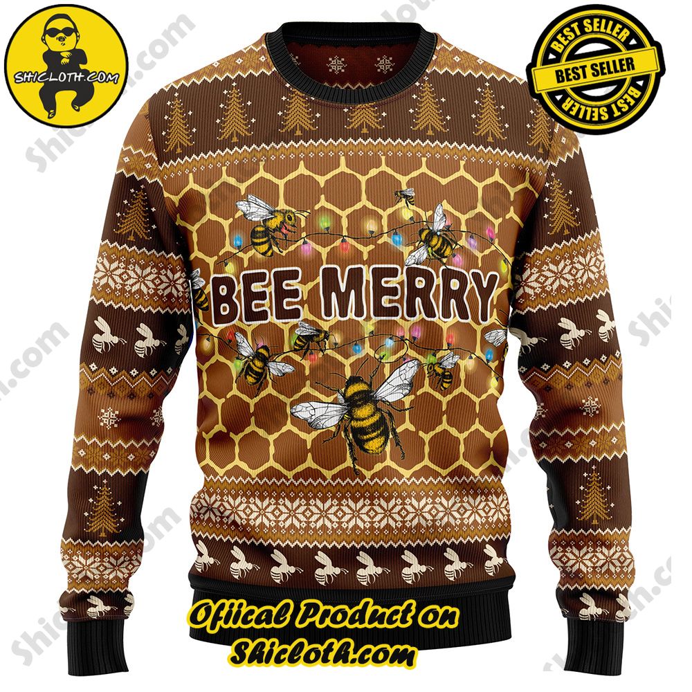 Festive Fashion Delight: Unwrapping the Charm of Shiclothshop's Christmas Sweater Collection 3 Bee Merry Ugly Christmas Sweater – Lover Xmas Sweater Gift