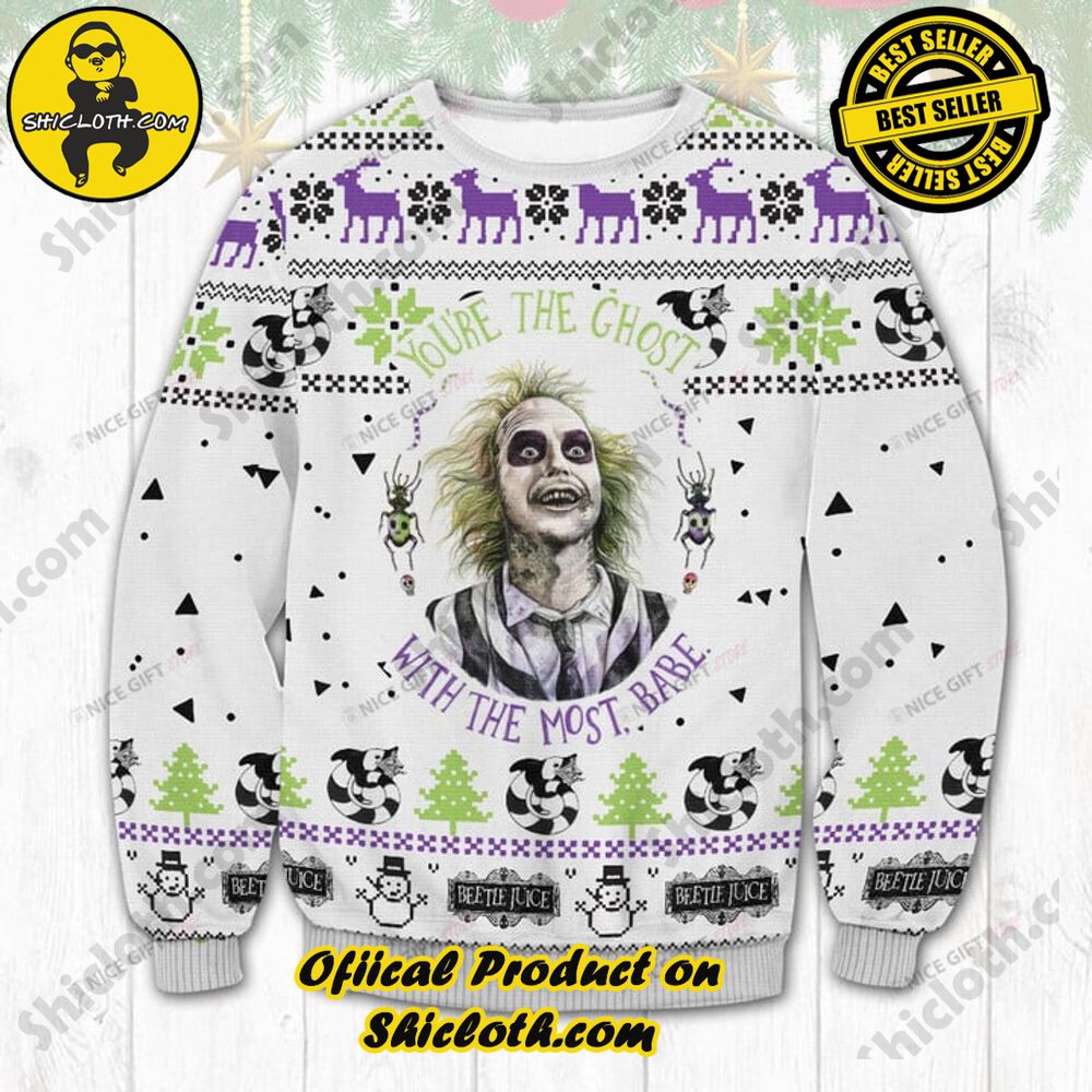 Wrap Up in Style: Shicloth's Enchanting Christmas Sweater Collection 56 Beetlejuice Christmas Ugly Sweater Version 1