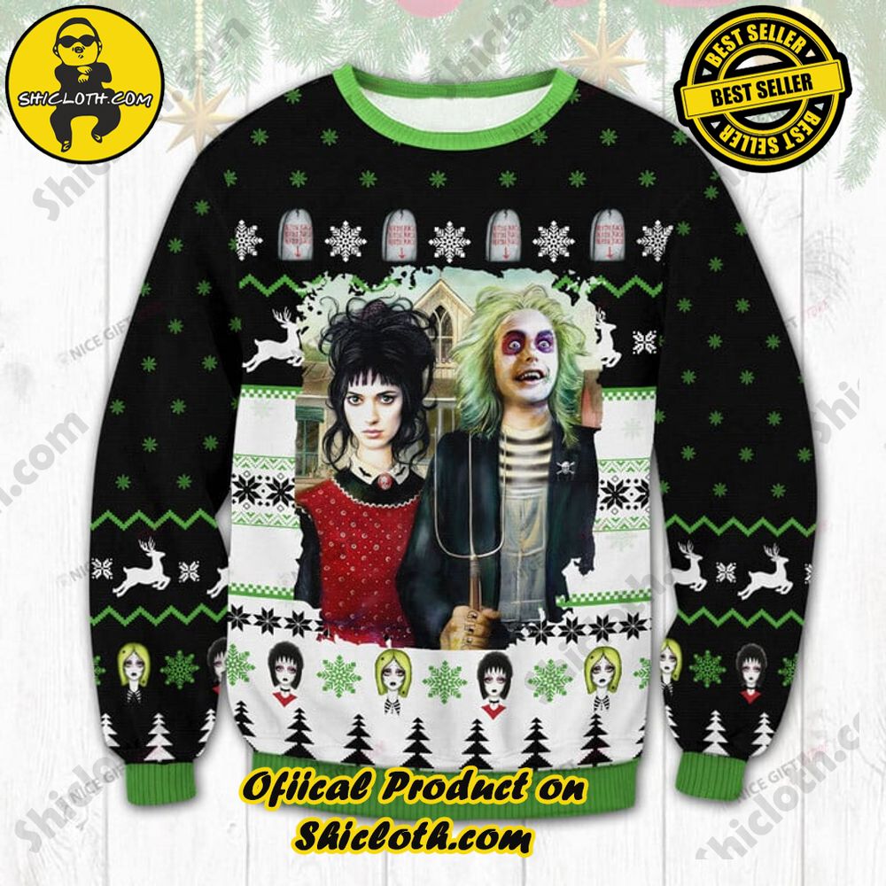 Wrap Up in Style: Shicloth's Enchanting Christmas Sweater Collection 57 Beetlejuice Christmas Ugly Sweater Version 2