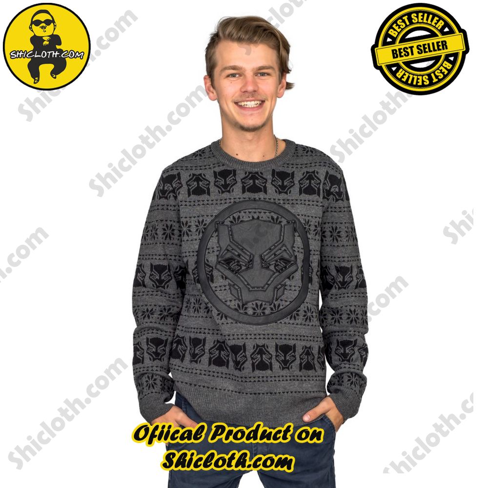 Festive Fashion Delight: Unwrapping the Charm of Shiclothshop's Christmas Sweater Collection 12 Black Panther Ugly Christmas Sweater