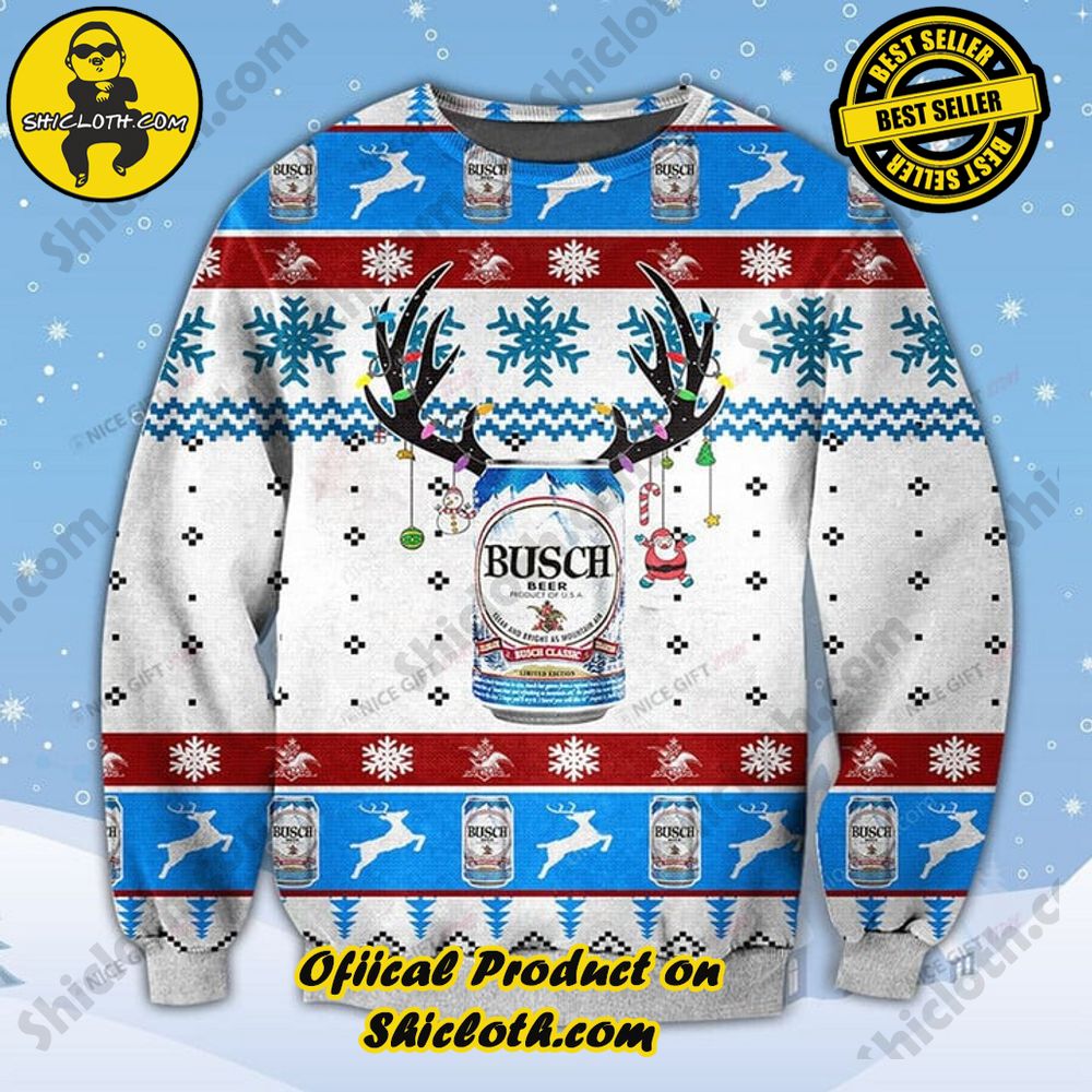 Wrap Up in Style: Shicloth's Enchanting Christmas Sweater Collection 64 Busch Beer Christmas Ugly Sweater Version 1