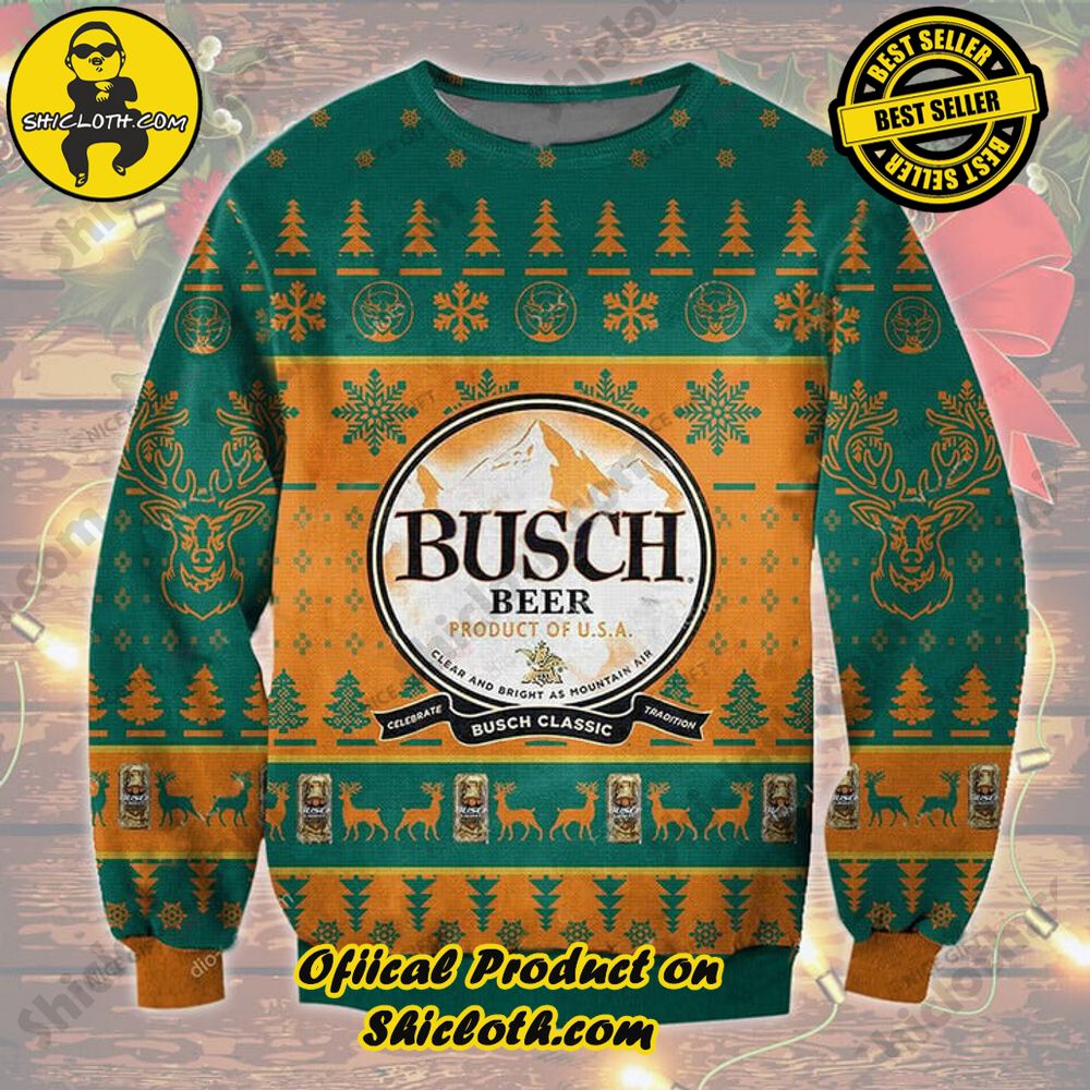 Wrap Up in Style: Shicloth's Enchanting Christmas Sweater Collection 65 Busch Beer Christmas Ugly Sweater Version 2
