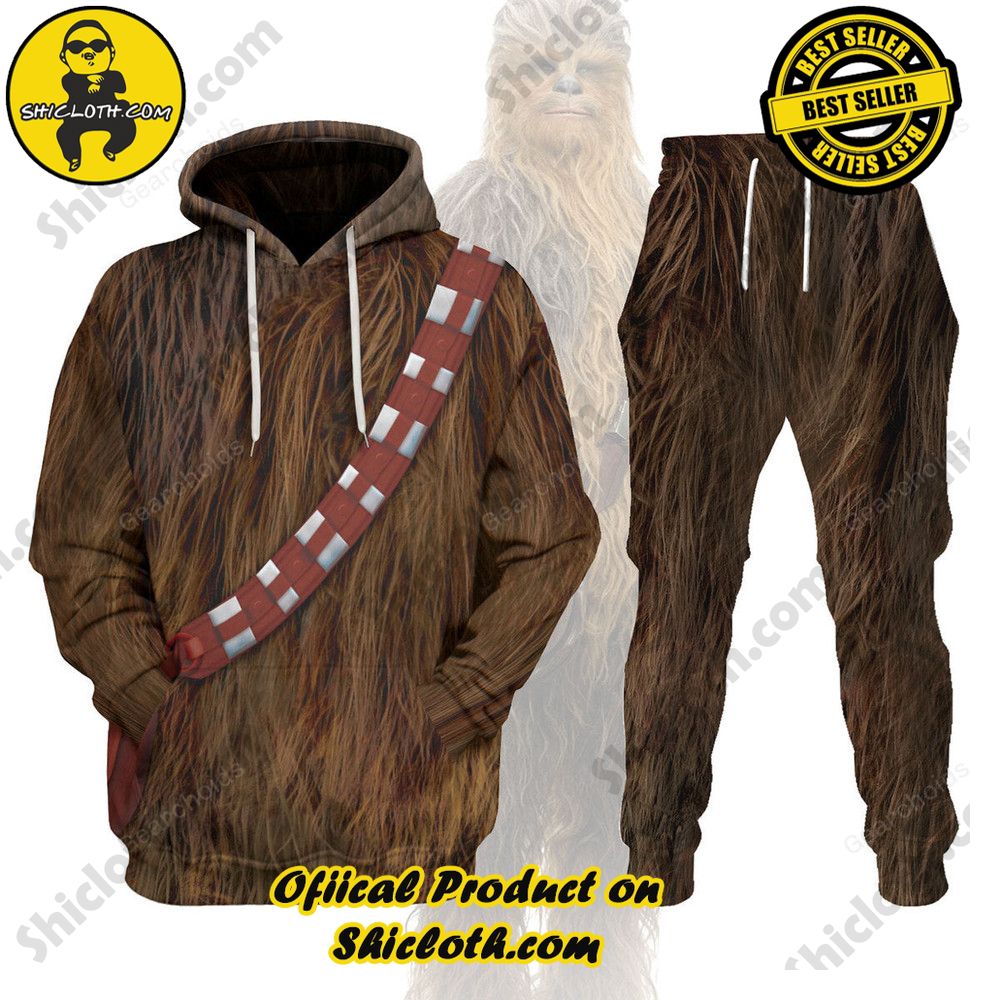 Galactic Glam: Unveiling the Stellar Collection of Star Wars Outfit Costumes by Shiclothshop 14 Chewbacca Costume Hoodie Sweatshirt T-Shirt