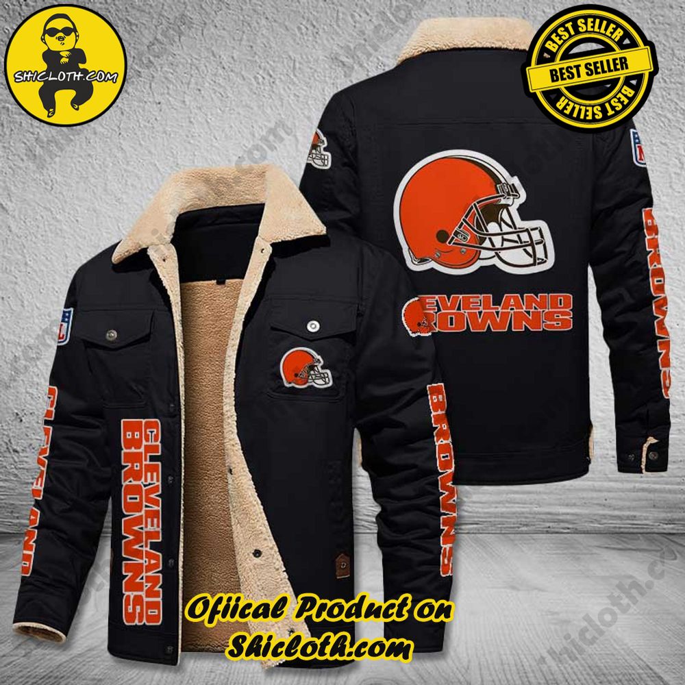Hot Trending The Perfect Cozy Fleece Leather Jacket Gift 17 Cleveland Browns NFL Fleece Leather Jacket New Style