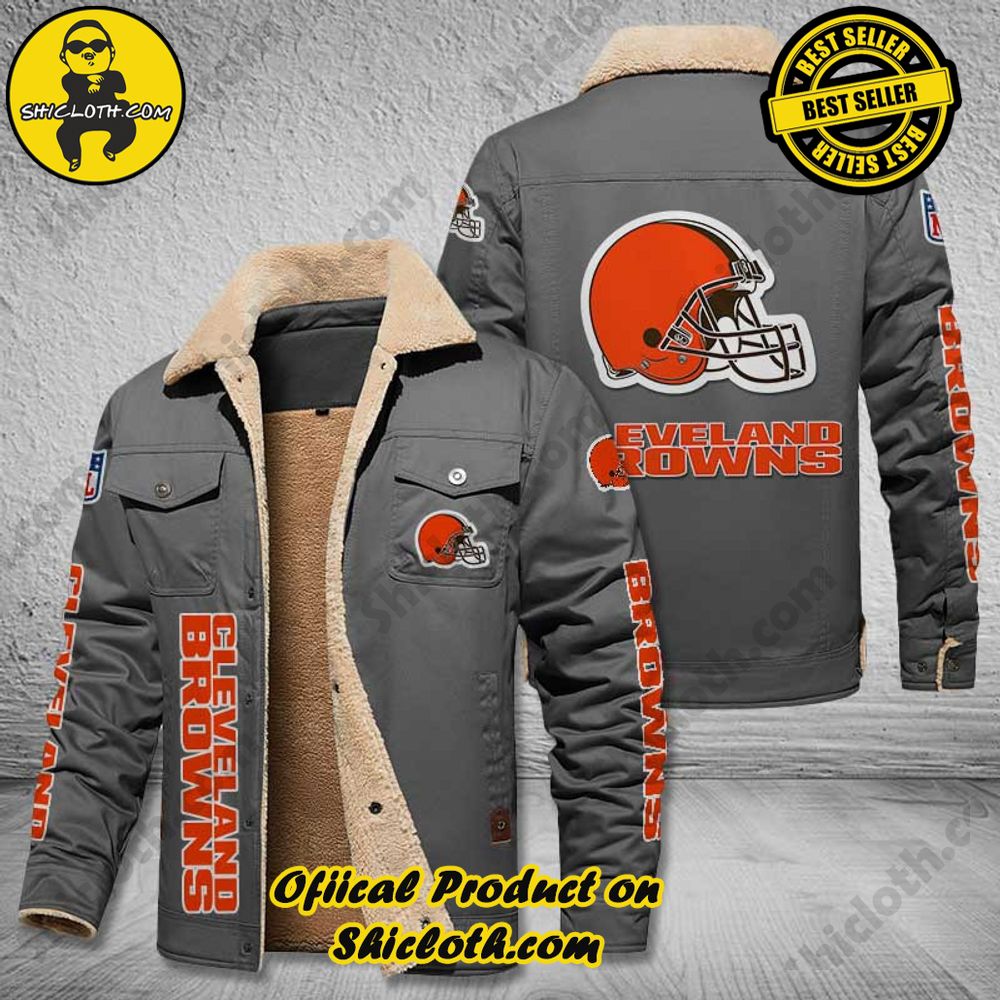 Cleveland Browns NFL Fleece Leather Jacket New Style 3 Cleveland Browns NFL Fleece Leather Jacket New Style - Image 3