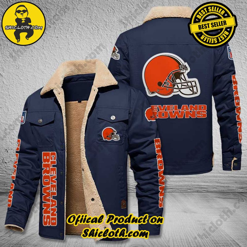 Cleveland Browns NFL Fleece Leather Jacket New Style 4 Cleveland Browns NFL Fleece Leather Jacket New Style - Image 4